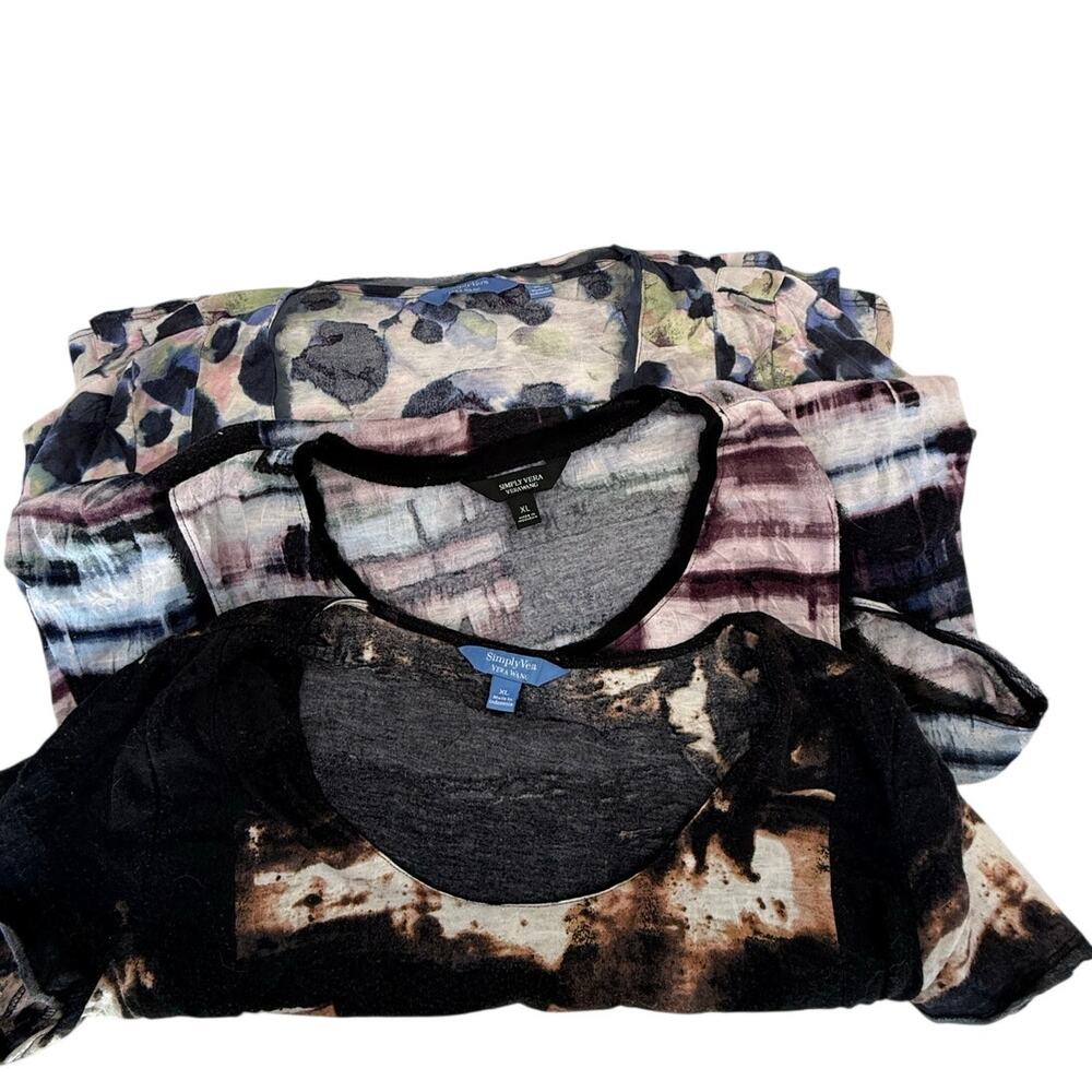 SKU2502 Lot of 3 Simply Vera Vera Wang Plus Size XL Multi-Color Black Tops